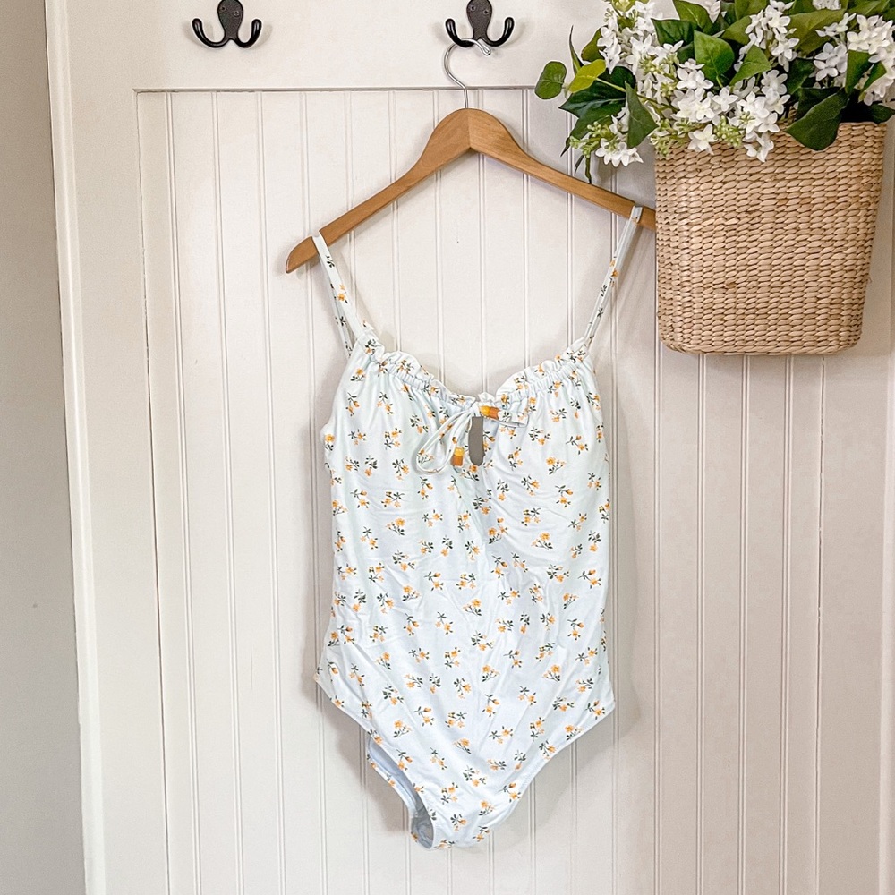 Aerie Floral One Piece Swimsuit Blue NWT